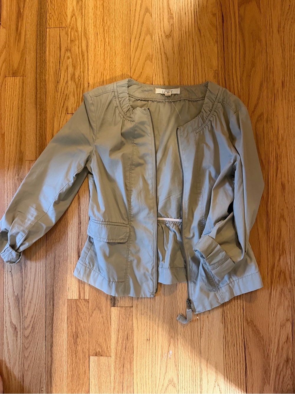 LOFT Olive Utility Jacket with Drawstring Waist